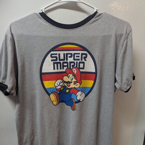 Super Mario Short Sleeve Ringer T-Shirt- Size Boys XLG - Picture 1 of 3